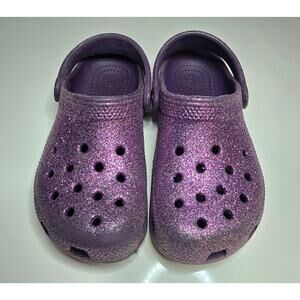 Crocs Girls Classic Glitter Clog Purple, Size C11